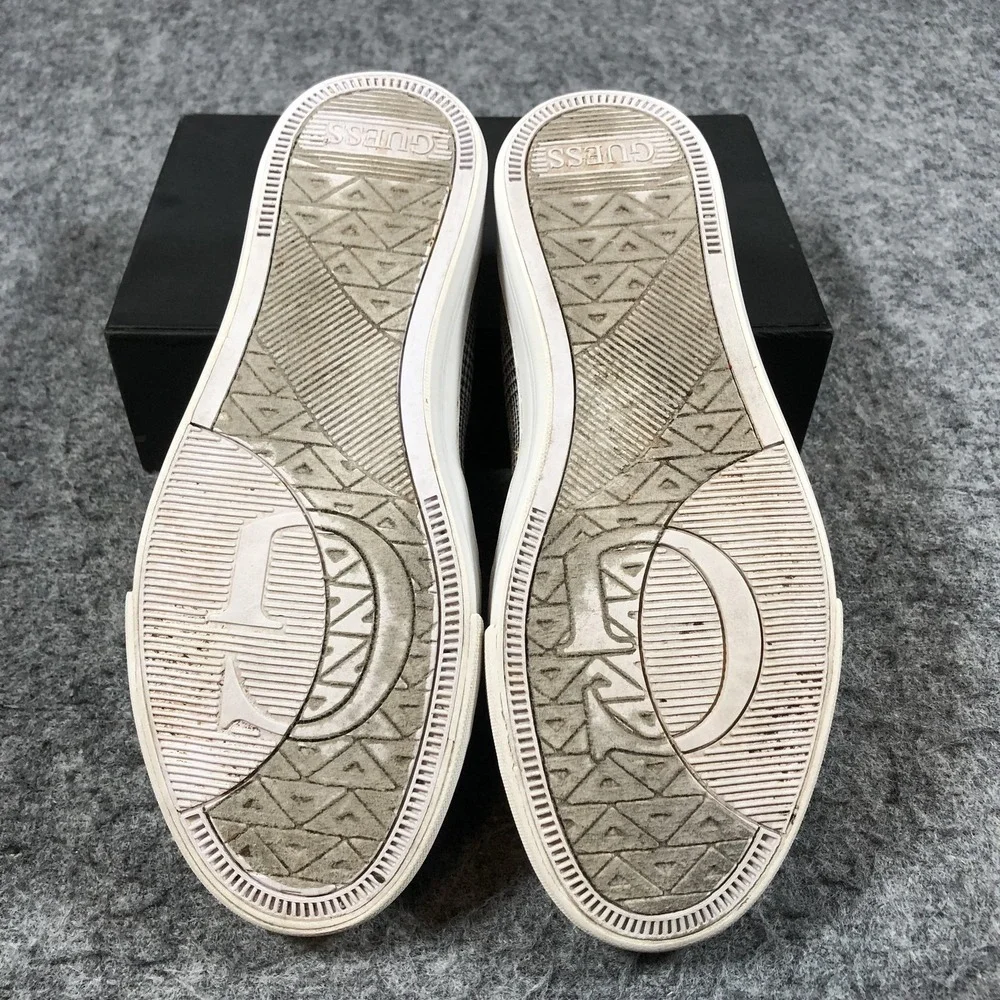 GUESS Slip On‎ Shoes Womens 8.5 Gray Plaid Textile Sneakers GFGGLADIS12
